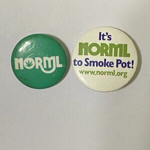 2 Vintage NORML Marijuana Reform, Pro-Pot Buttons/Pins, Political Collectibles
